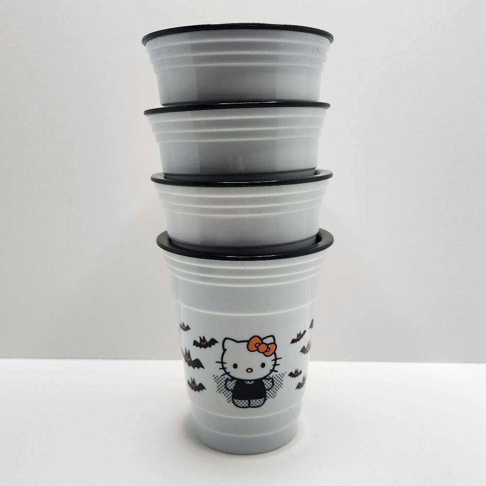 Hello Kitty Plastic Reusable Cups | Set of 4 | Solo Style | Heavy Duty Halloween